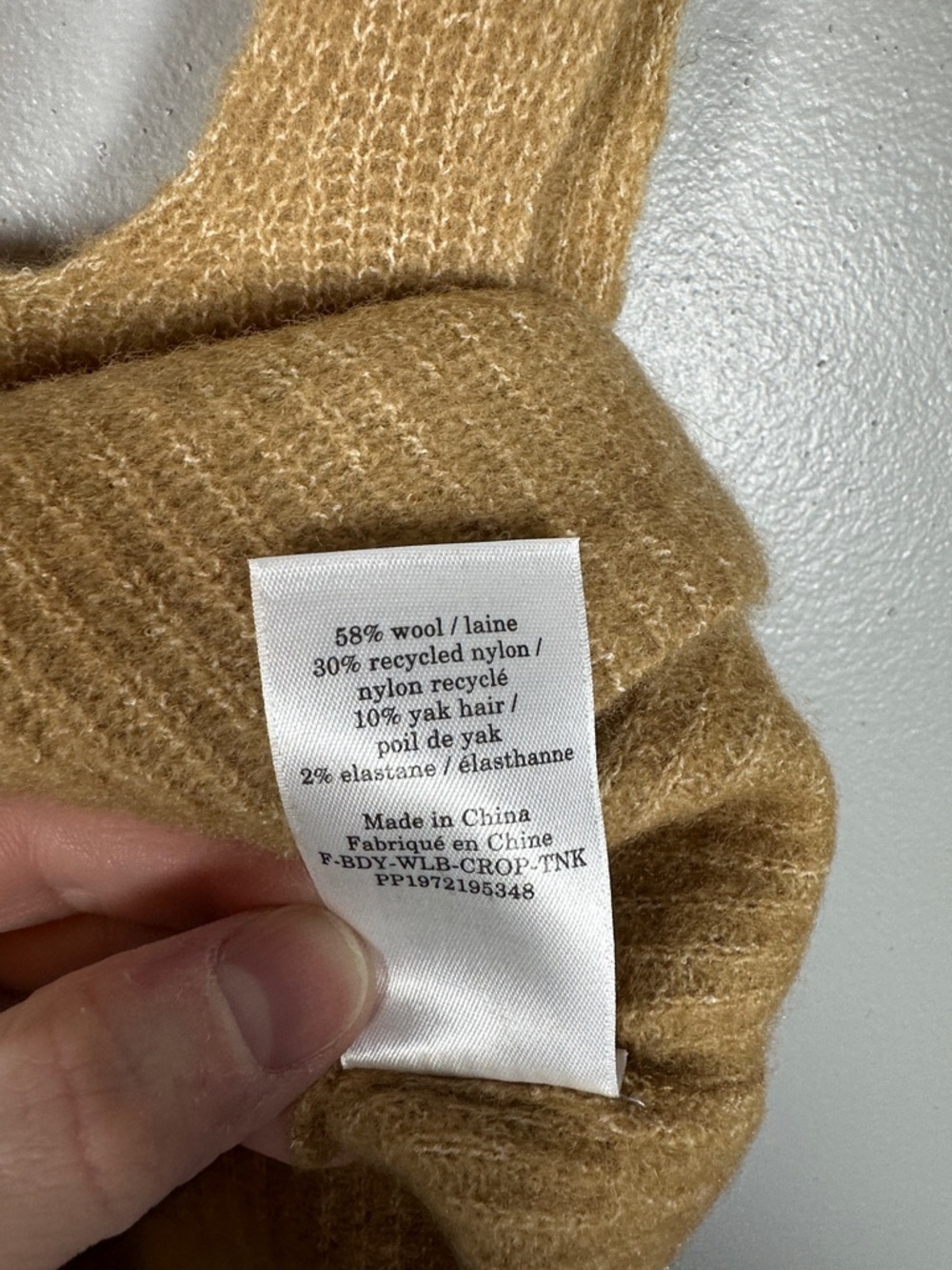 Everlane The Cozy Stretch Cropped Tank Wool Blend Camel Small NWT - Picture 8 of 9